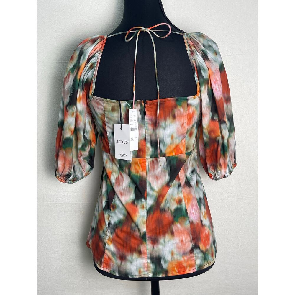 NWT J.Crew x Liberty Floral Puff Sleeve Blouse Romantic Square Neck Top Size 0 - Picture 4 of 11